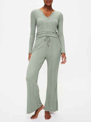 Amelia Wide Leg Trouser - Green