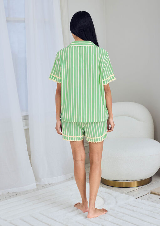 Chelsea Peers Palm  Stripe Revere Short Slv Set Green image number 2.0