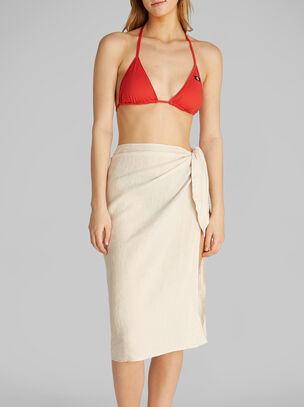 Monogram Triangle Bikini Top - Red