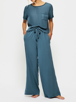 Raye Satin Jersey Trouser - Blue