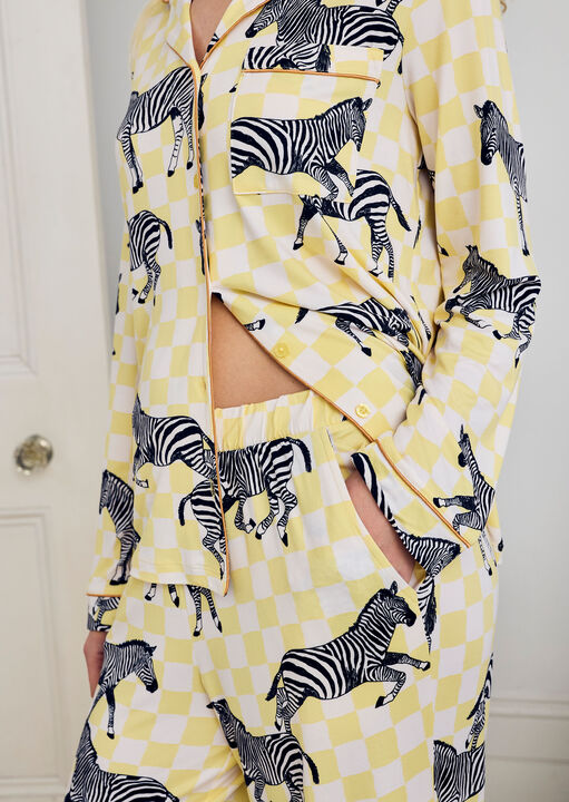 Chelsea Peers Zebra Checkerboard Revere Long Slv Set Yellow image number 3.0