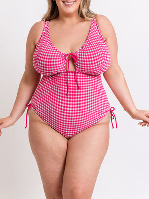 Holiday Check Non Wired Swimsuit  - Pink