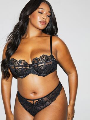 Icon Sequin Fuller Bust Non Padded Balcony Bra - Black