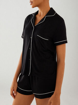 Modal Revere Short Sleeve Set - Black