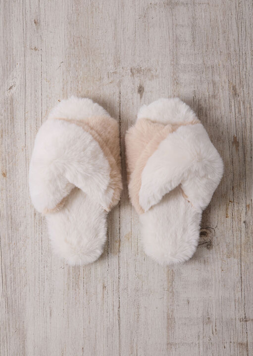 Faux Fur Cross Over Slipper image number 0.0