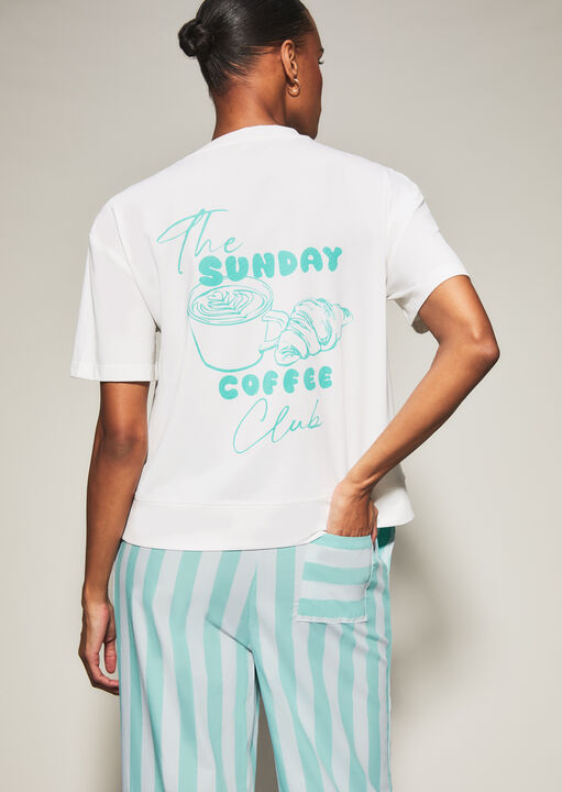 Coffee Stripe Trouser and T-Shirt Set- Blue image number 0.0