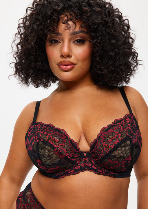 Sexy Lace Fuller Bust Non Padded Plunge Bra image number 1.0