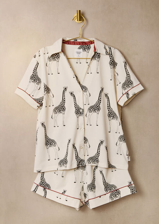 Giraffe Cotton Revere Short Sleeve Set image number 4.0