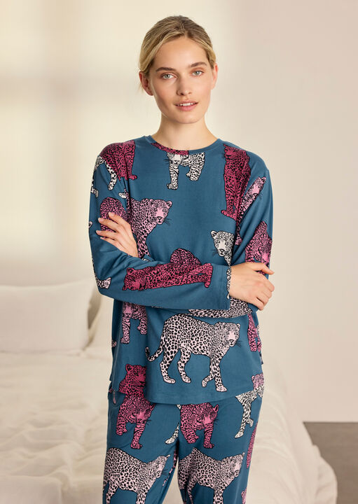 Chelsea Peers Multi Leopard Pyjama Set image number 1.0