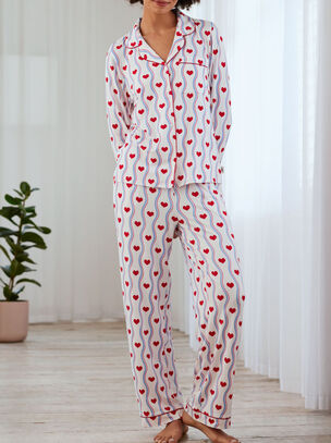 Heart Wave Revere Long Sleeve Set - White