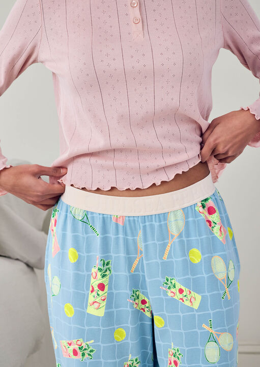 Chelsea Peers Tennis Cocktail Long Slv Set Blue image number 3.0