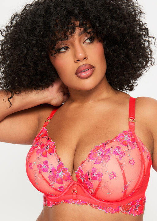Glistening Padded Plunge Bra image number 4.0
