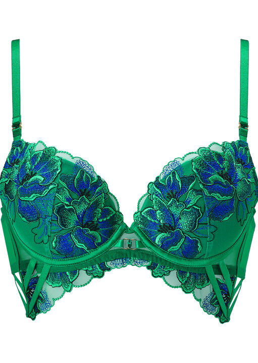 Forbidden Flora Embroidered Padded Plunge Bra image number 8.0
