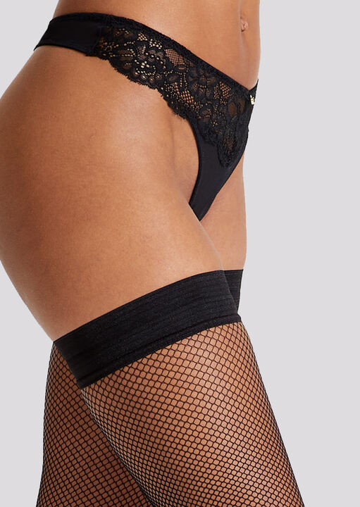 Micro Fishnet Seamed Hold Ups image number 1.0