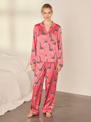 Chelsea Peers Giraffe Revere Pyjama Set - Pink