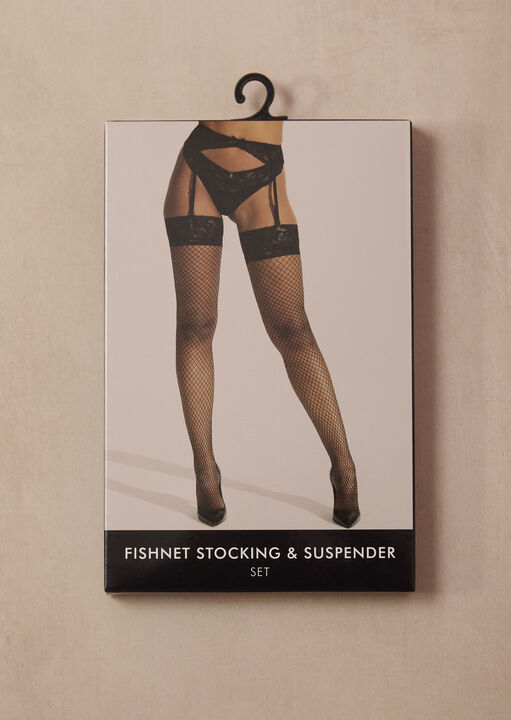 Fishnet Stocking & Suspender Set image number 4.0