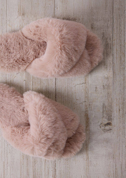 Faux Fur Cross Over Slipper image number 3.0