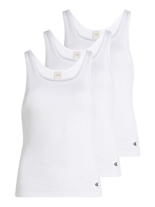 Scoop Neck Cotton Tank 3 Pack  - White