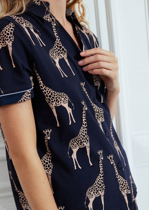 Giraffe Cotton Revere Short Sleeve Set image number 3.0