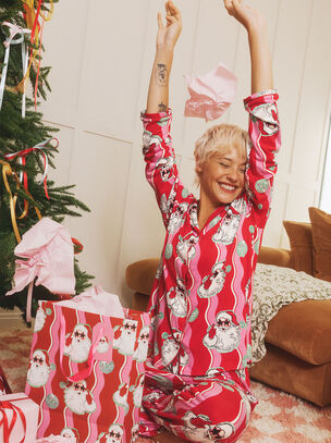 Urban Threads Disco Santa Pyjama Set - Red