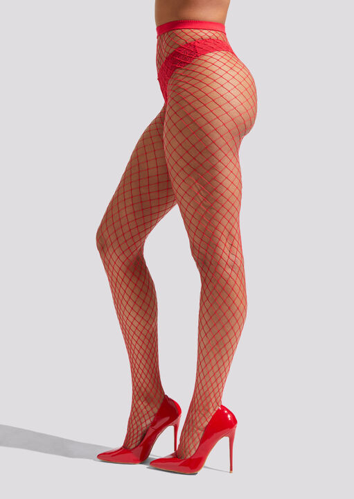 Fishnet Semi-Sheer High Waisted Tights image number 2.0