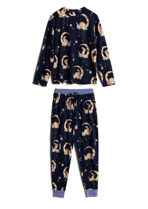 Bunny On The Moon Cotton Long Sleeve Pyjama Set image number 6.0