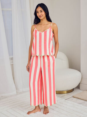 Botanical Stripe Short Sleeve Set - Orange