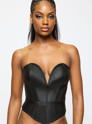 Truly PU Corset Top - Black