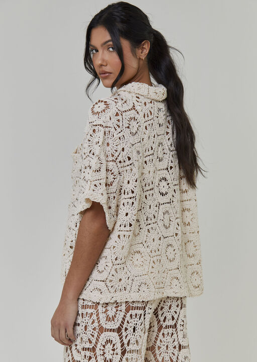 Crochet Short Sleeve Shirt  image number 2.0