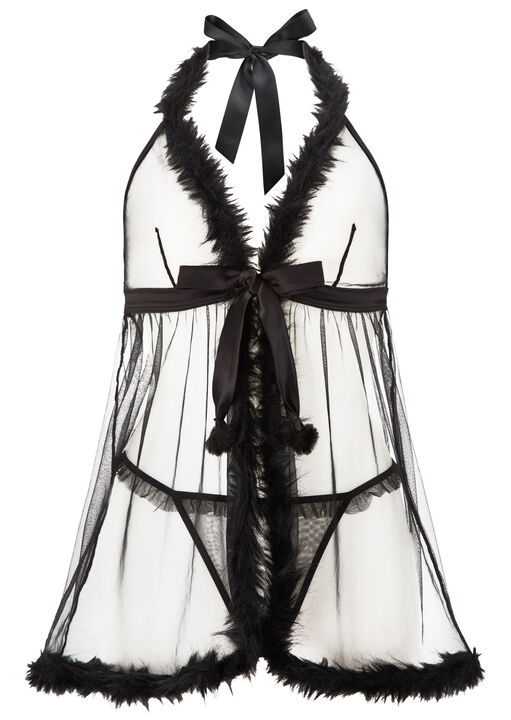 Desires At Dusk Crotchless Babydoll Lingerie 2 Piece Set image number 7.0