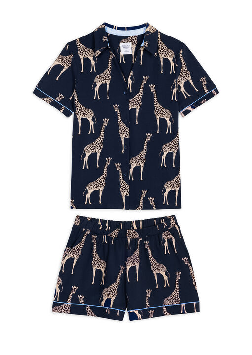 Giraffe Cotton Revere Short Sleeve Set image number 4.0