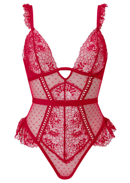 Entice Me Lace Crotchless Teddy Lingerie image number 4.0