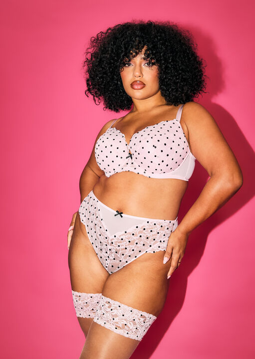 Sexy Lace Flocked Spot High Waist Brazilian image number 1.0