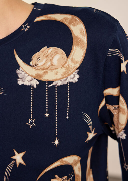 Bunny On The Moon Cotton Long Sleeve Pyjama Set image number 5.0