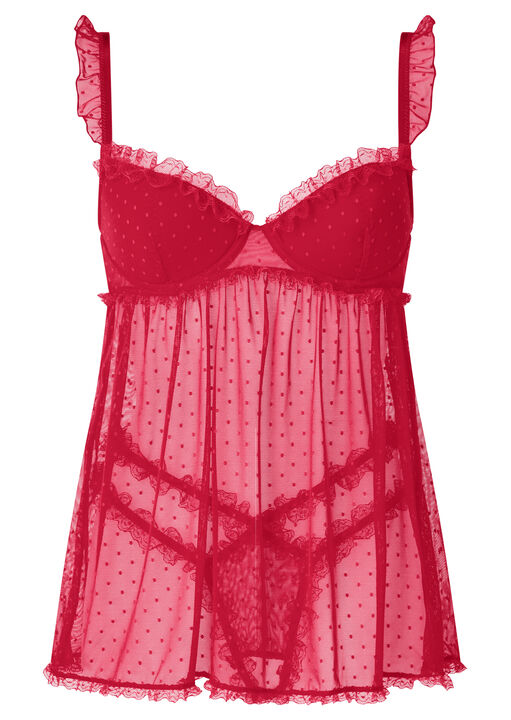 Locked On Love Crotchless Babydoll Lingerie 2 Piece Set image number 4.0