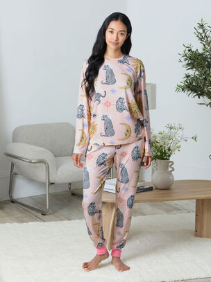 Celestial Leopard Long Sleeve Set - Pink