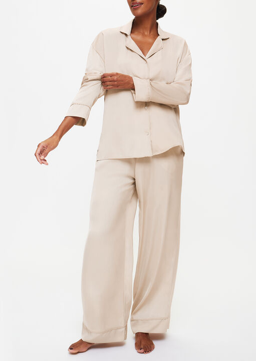 Knickerbox Hattie Satin Revere Pyjama Shirt & Trouser Set image number 0.0