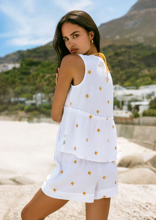 Sun Embroidery Tie Top  image number 2.0