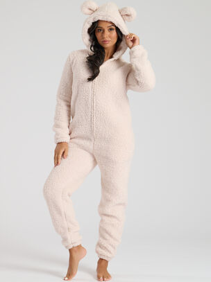 Sherpa Teddy Onesie - Cream