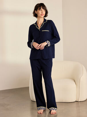 Good Night Organic Cotton Long Sleeve Pyjama Set - Navy