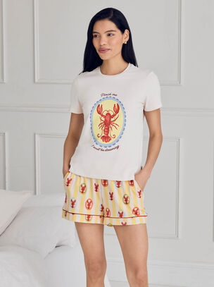 Lobster Short Sleeve Set - White