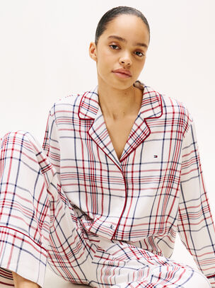 Holiday Flannel Long Sleeve Revere - Burgundy