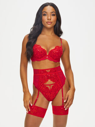 The Icon Padded Plunge Bra - Red