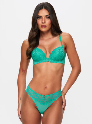 Sexy Lace Padded Plunge Bra