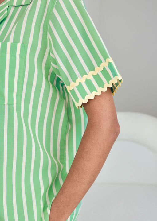 Chelsea Peers Palm  Stripe Revere Short Slv Set Green image number 5.0