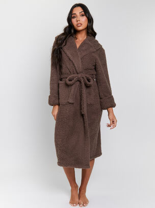 Chunky Sherpa Robe - Brown