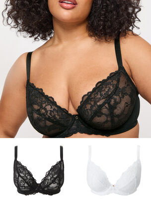 Sexy Lace Non Padded Fuller Bust Plunge Bra 2 Pack