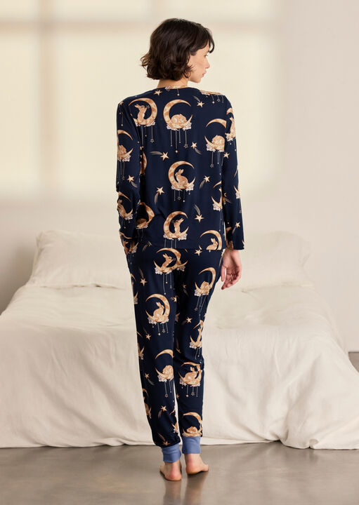 Bunny On The Moon Cotton Long Sleeve Pyjama Set image number 2.0