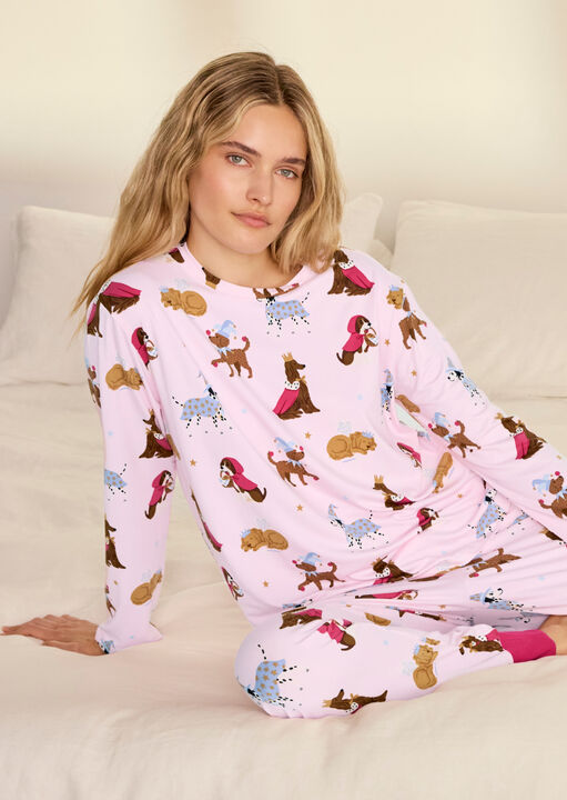 Chelsea Peers Fairytale Dogs Cotton Long Sleeve Pyjama Set image number 1.0