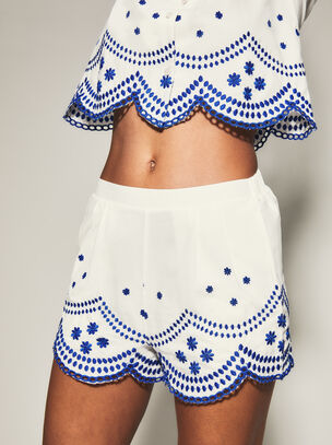 Broderie Short - White